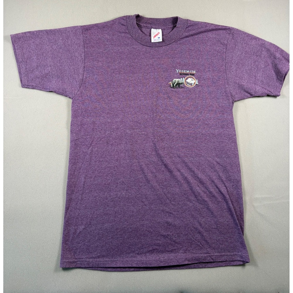 Vintage Jerzees Yosemite National Park Embroidered T-Shirt Purple Mens M USA